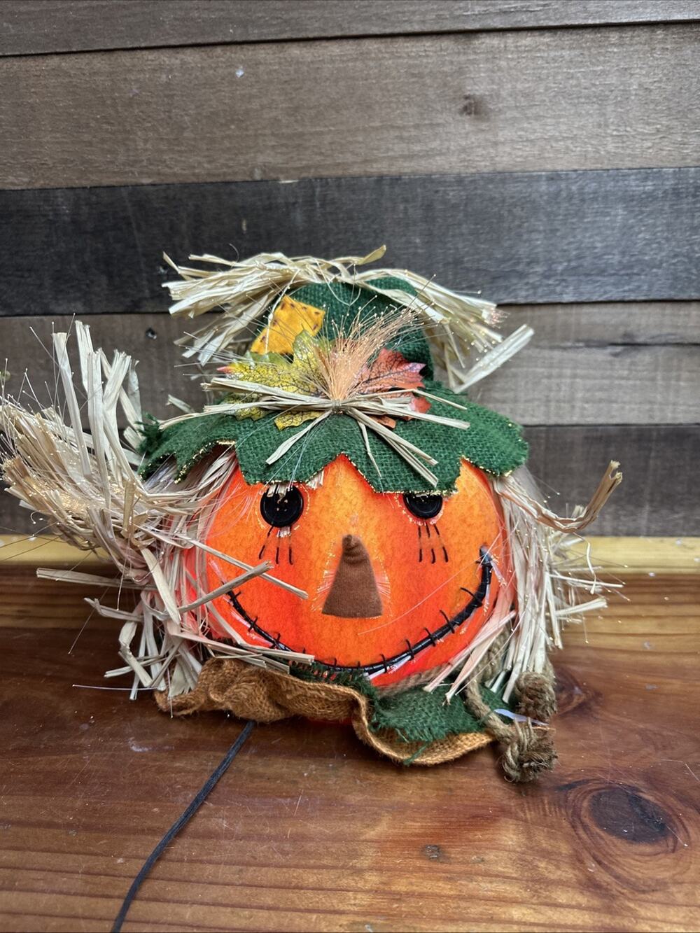 Vintage Fiber Optic Jack O Lantern Pumpkin Scarecrow Halloween Thanksgiving -box